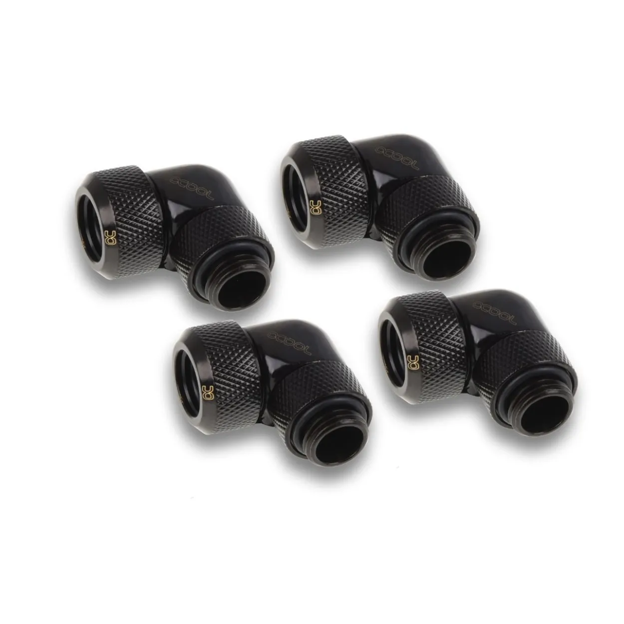 Alphacool Eiszapfen 13mm HardTube Anschraubtülle 90° drehbar G1/4 für Acryl/Messingrohre - 4pcs Set