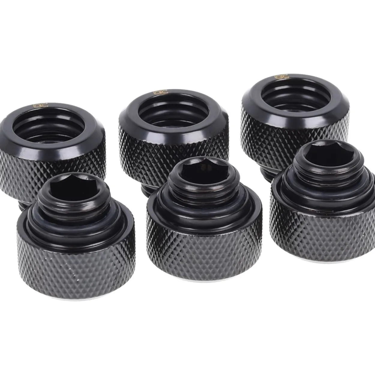 Alphacool Eiszapfen 13mm HardTube Anschraubtülle G1/4 für Acryl- Messingrohre - Deep Black Sixpack