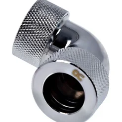 Alphacool HT 16mm HardTube Anschraubtülle 90° L-Verbinder für Acryl- Messingrohre - gerändelt - Chro