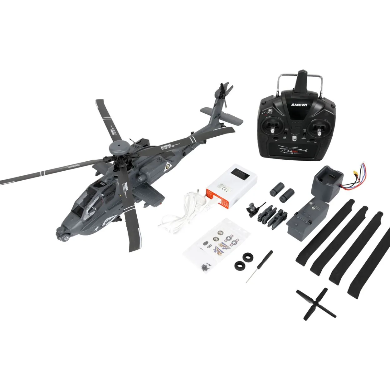 Amewi Apache AH-64D CP Helikopter 6G/3D RTF grau