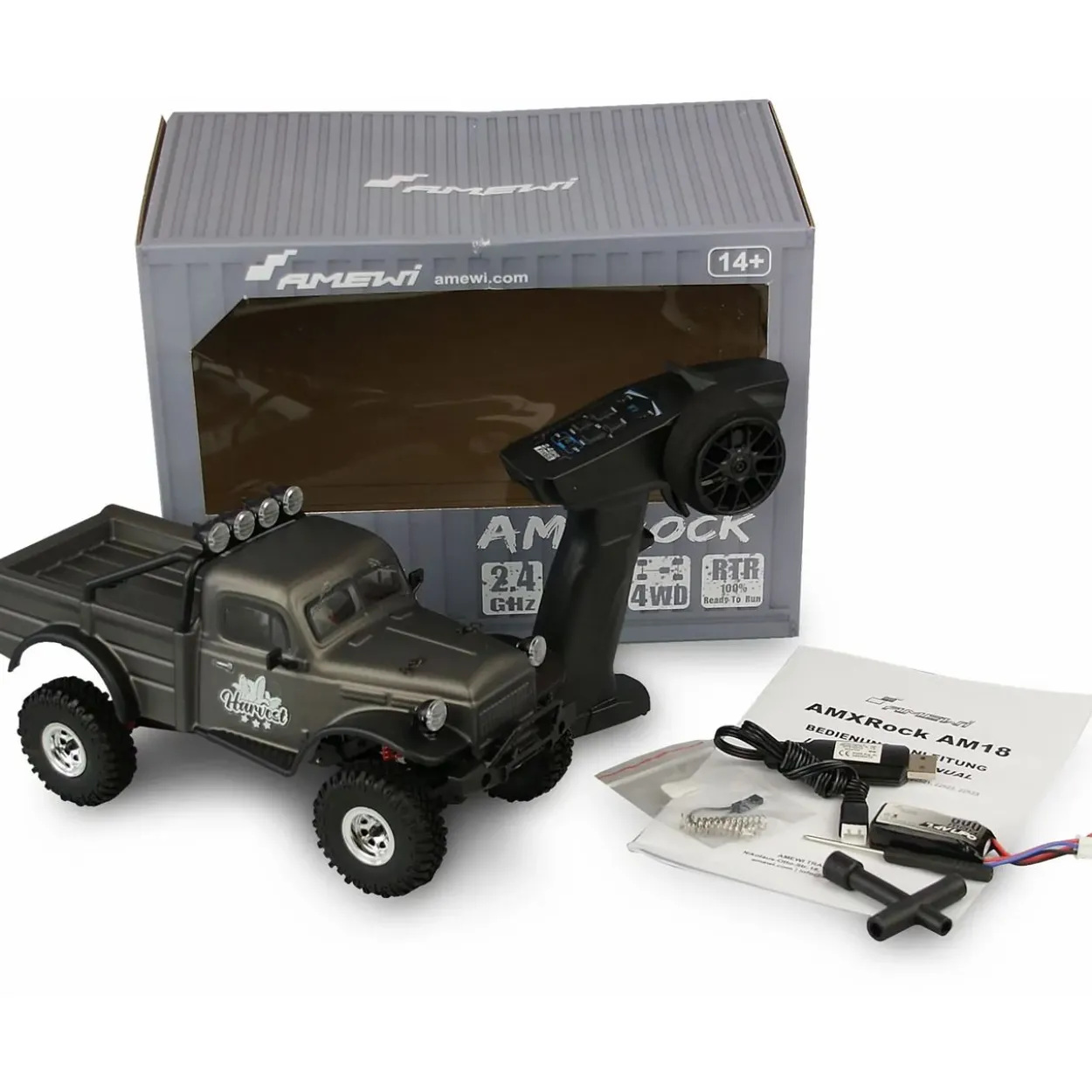 Amewi RC Auto AMXRock AM18 Harvest grau LiPo Akku 600mAh/14+