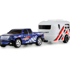 Amewi RC Pickup Die Cast mit Wohnwagen 1:64 RTR blau 6+