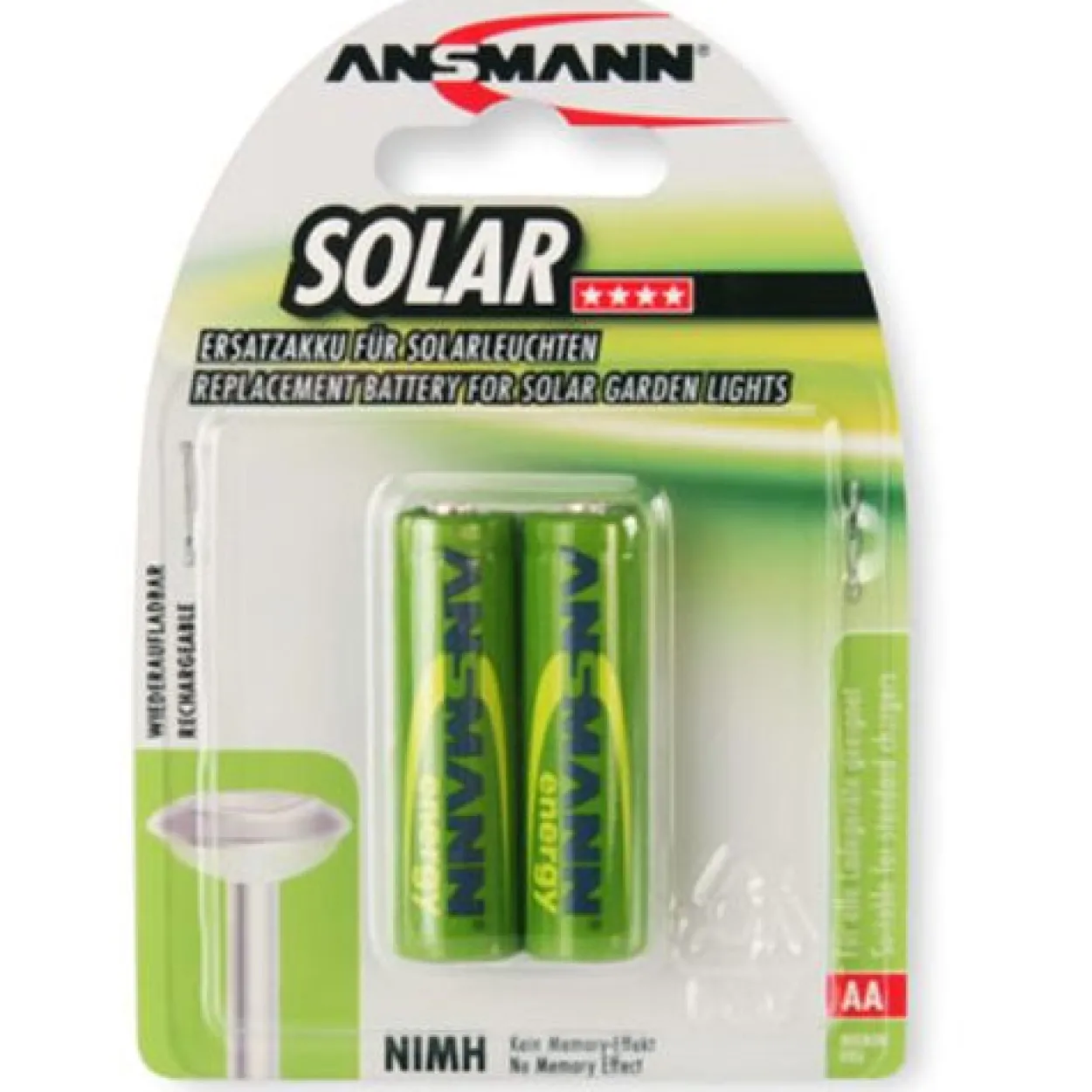 ANSMANN Solar HR6 Nickel-Metall-Hydrid AA Mignon Akku 800 mAh 2er Pack