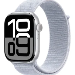 Apple Smartwatch Watch S10 2024 Aluminium Cellular 46mm Silber (Sport Loop blaue Wolke)