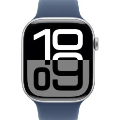 Apple Watch Series 10 GPS 46mm Silver Aluminium Case with Denim Sport Band - S/M