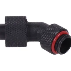 Aquatuning 13/10mm (10x1,5mm) Anschraubtülle 45° drehbar G1/4 - gerändelt - schwarz matt