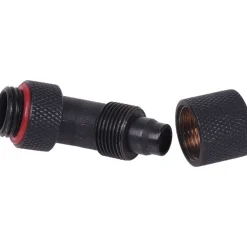 Aquatuning 11/8mm (8x1,5mm) Anschraubtülle 45° drehbar G1/4 - gerändelt - schwarz matt