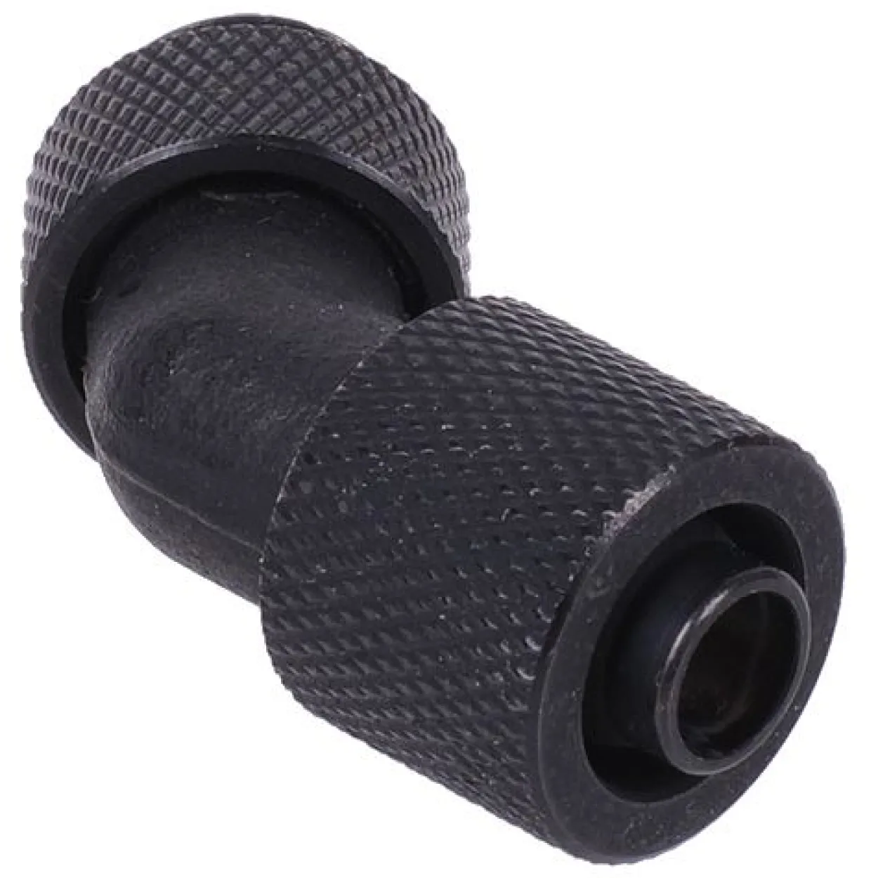 Aquatuning 11/8mm (8x1,5mm) Anschraubtülle 45° drehbar G1/4 - gerändelt - schwarz matt