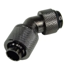 Aquatuning 13/10mm (10x1,5mm) Anschraubtülle 45° drehbar G1/4 - gerändelt - schwarz nickel