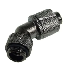 Aquatuning 13/10mm (10x1,5mm) Anschraubtülle 45° drehbar G1/4 - gerändelt - schwarz nickel