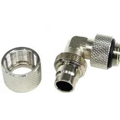 Aquatuning 13/10mm (10x1,5mm) Anschraubtülle 90° drehbar G1/4 - gerändelt - silber vernickelt