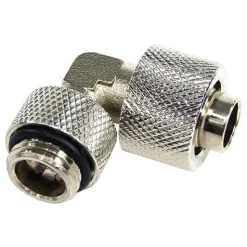 Aquatuning 13/10mm (10x1,5mm) Anschraubtülle 90° drehbar G1/4 - gerändelt - silber vernickelt