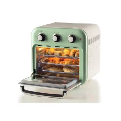 Ariete Heißluftfritteuse und Mini-Ofen 3in1 Vintage Green (weiß/hellgrün, 1.350 Watt, Garraum 16 Liter, mit Sichtfenster)