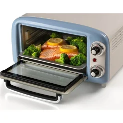 Ariete Mini-Backofen Vintage Blue (weiß/hellblau, 800 Watt, 10 Liter)