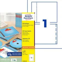 Avery Zweckform 25 Blatt weiß CD- Einleger für Beschriftung (C32250-25)