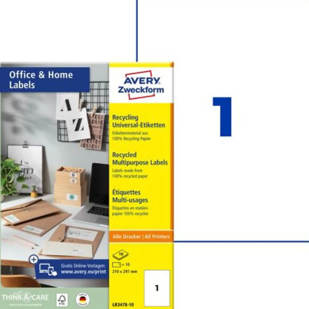 AVERY Zweckform 10 Etiketten LR3478-10 weiß 210,0 x 297,0 mm