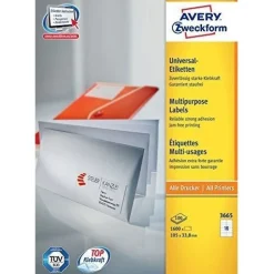 AVERY Zweckform 1.600 Etiketten 3665 weiß 105,0 x 33,8 mm