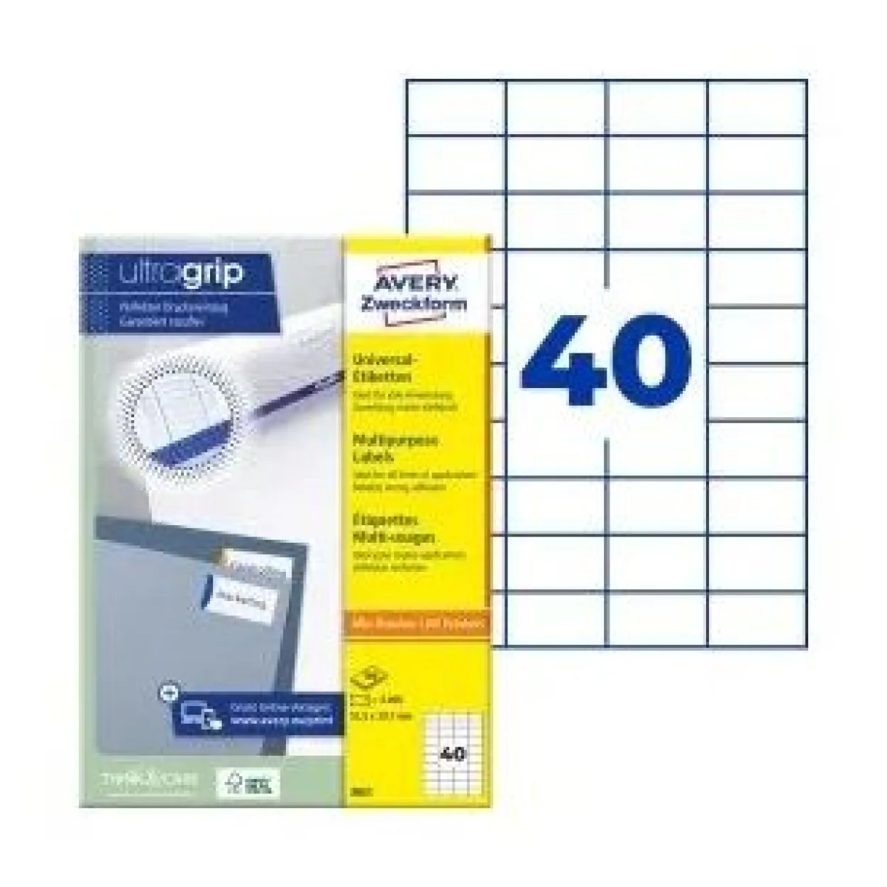 AVERY Zweckform 4.000 Etiketten 3651 weiß 52,5 x 29,7 mm