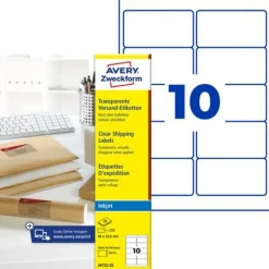 AVERY Zweckform 250 Folien-Versandetiketten J4722-25 transparent 96,0 x 50,8 mm