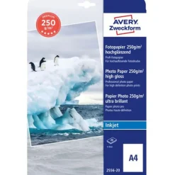 AVERY Zweckform Fotopapier 2556-20 DIN A4 hochglänzend 250 g/qm 20 Blatt