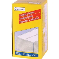 AVERY Zweckform 1.000 Frankieretiketten 3433 weiß 163,0 x 43,0 mm