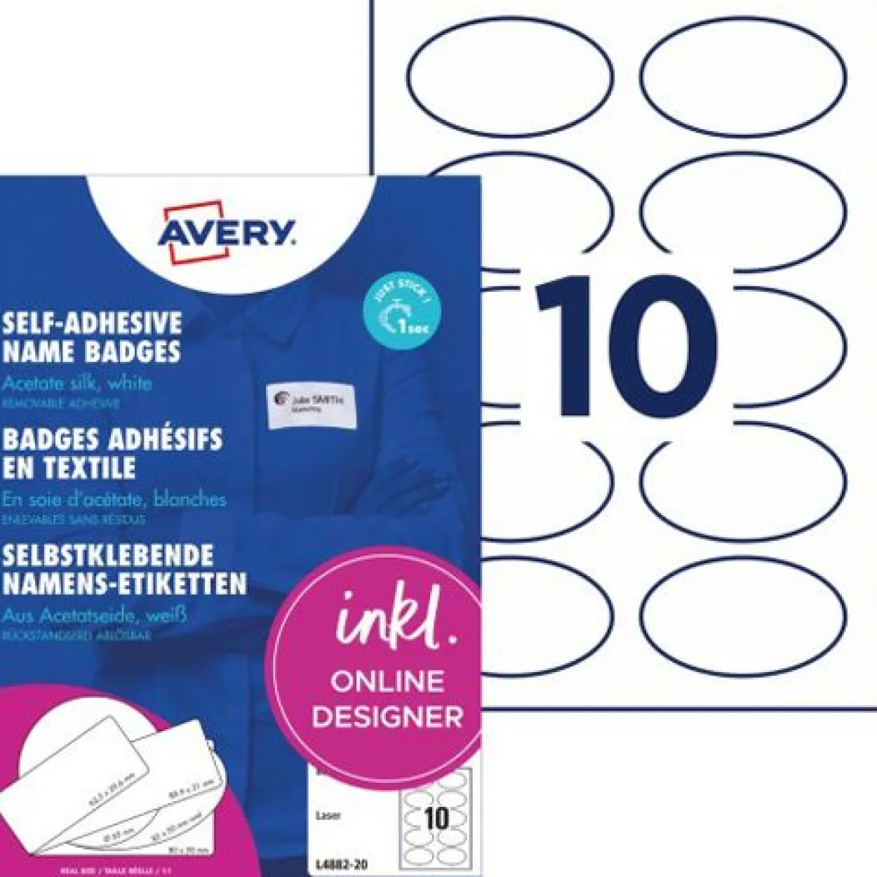 AVERY Zweckform 200 Namensetiketten L4882-20 weiß 85,0 x 50,0 mm