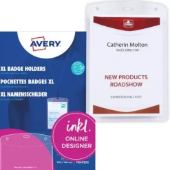 AVERY Zweckform Namensschilder XL mit Textilband 10,5 x 14,8 cm, 13 Blatt