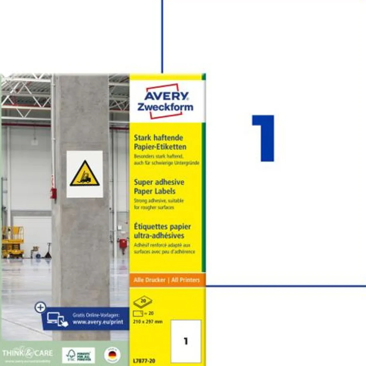 AVERY Zweckform Stark haftende Papier-Etiketten, 210 x 297mm