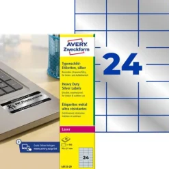 AVERY Zweckform 480 Typenschildetiketten L6133-20 silber 70,0 x 37,0 mm