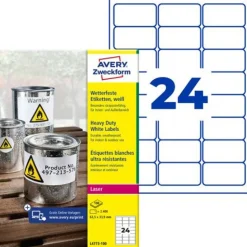 AVERY Zweckform 2.400 wetterfeste Folienetiketten L4773-100 weiß 63,5 x 33,9 mm