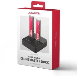 AXAGON ADSA-M2C22L M.2-Dockingstation, USB-C 20Gbps, 2x M.2, Klonfunktion - schwarz
