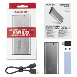 AXAGON EEM2-SG2 RAW BOX externes Gehäuse für M.2 SSDs USB-C 3.2 Gen 2 - silber