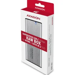 AXAGON EEM2-SG2 RAW BOX externes Gehäuse für M.2 SSDs USB-C 3.2 Gen 2 - silber