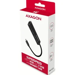 AXAGON HMC-GL3A USB-C-Hub, 3x USB-A, Gbit-LAN, schwarz