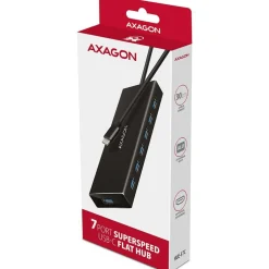AXAGON HUE-F7C 7x USB 3.2 Gen 1 Aluminium Flat Hub, 30 cm USB-C-Kabel