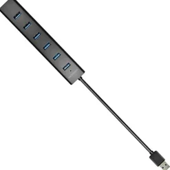 AXAGON HUE-SA7BP USB-A-Hub, 7x USB 3.0, 1x Micro-USB - 400 mm Kabel, Netzteil