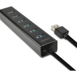 AXAGON HUE-SA7BP USB-A-Hub, 7x USB 3.0, 1x Micro-USB - 400 mm Kabel, Netzteil