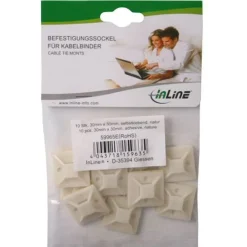 Befestigungssockel für Kabelbinder, 30x30mm, 10stk., selbstklebend, natur