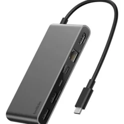 BELKIN CONNECT 8-IN-1 USB-C HUB DUAL USB-C PORTS - SILBER