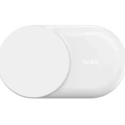 Belkin ULTRACHARGE 25 WATT QI2 MAGNETIC 2-IN-1 LADESTATION KLAPPBAR RUND WEISS