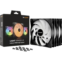 be quiet! Light Wings LX PWM High-Speed 3er-Pack 140x140x25mm 1800 U/min 30.5 dB(A) schwarz/weiß