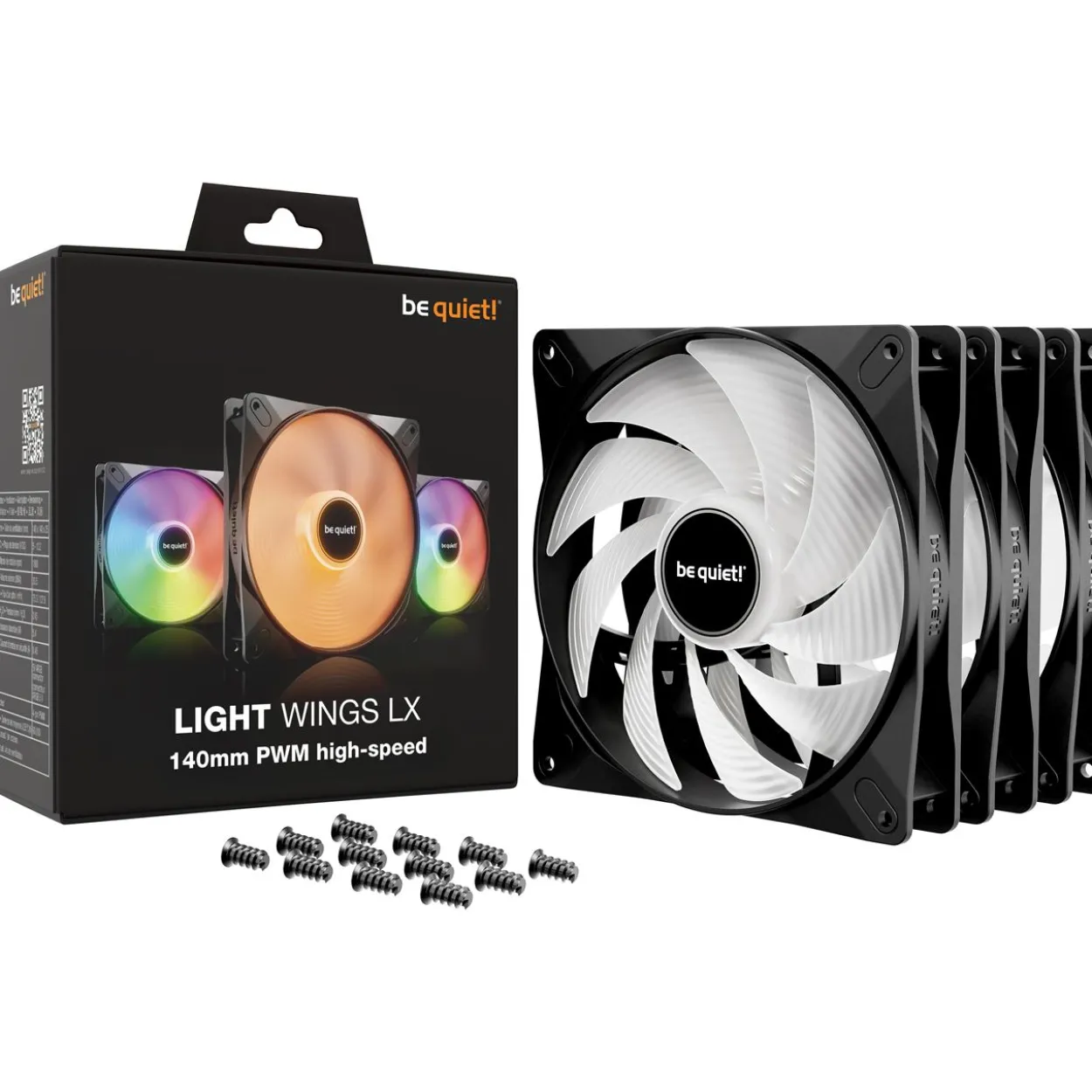 be quiet! Light Wings LX PWM High-Speed 3er-Pack 140x140x25mm 1800 U/min 30.5 dB(A) schwarz/weiß