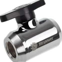 Bitspower Absperrhahn 90 Grad drehbar 2x Gewinde G1/4" silber glänzend