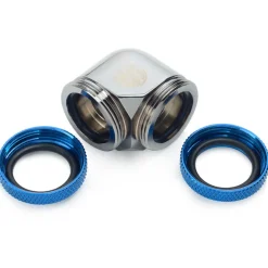 BitsPower Adapter 90 Grad 16mm AD Hardtube auf 16mm AD Hardtube - schwarz glänzend/blau