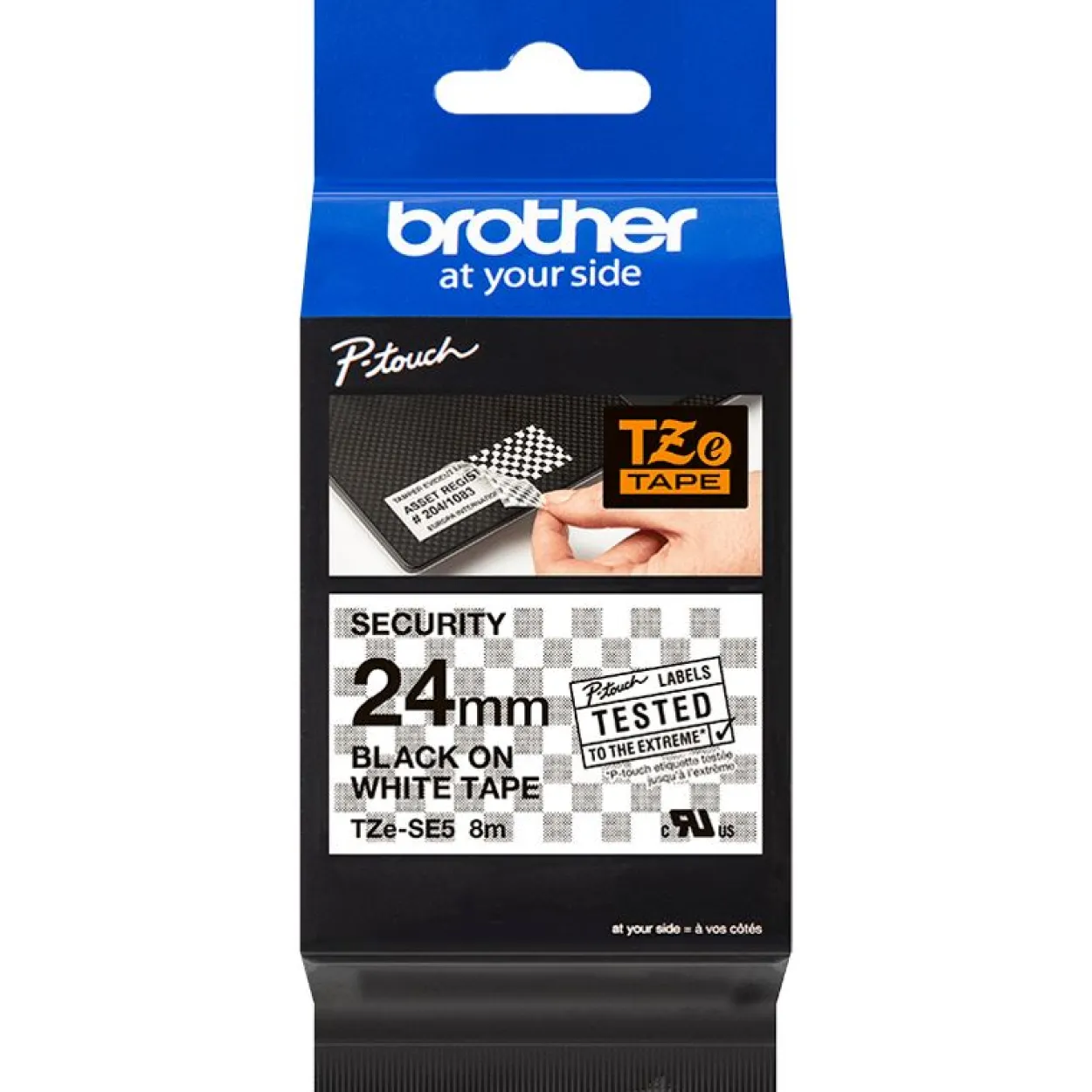 Brother Band Sicherheit 24mm Bandlänge: 8m laminiert, weiss/schwarz