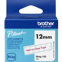 Brother Schriftband 12mmx4m rot/transparent BTAG-132