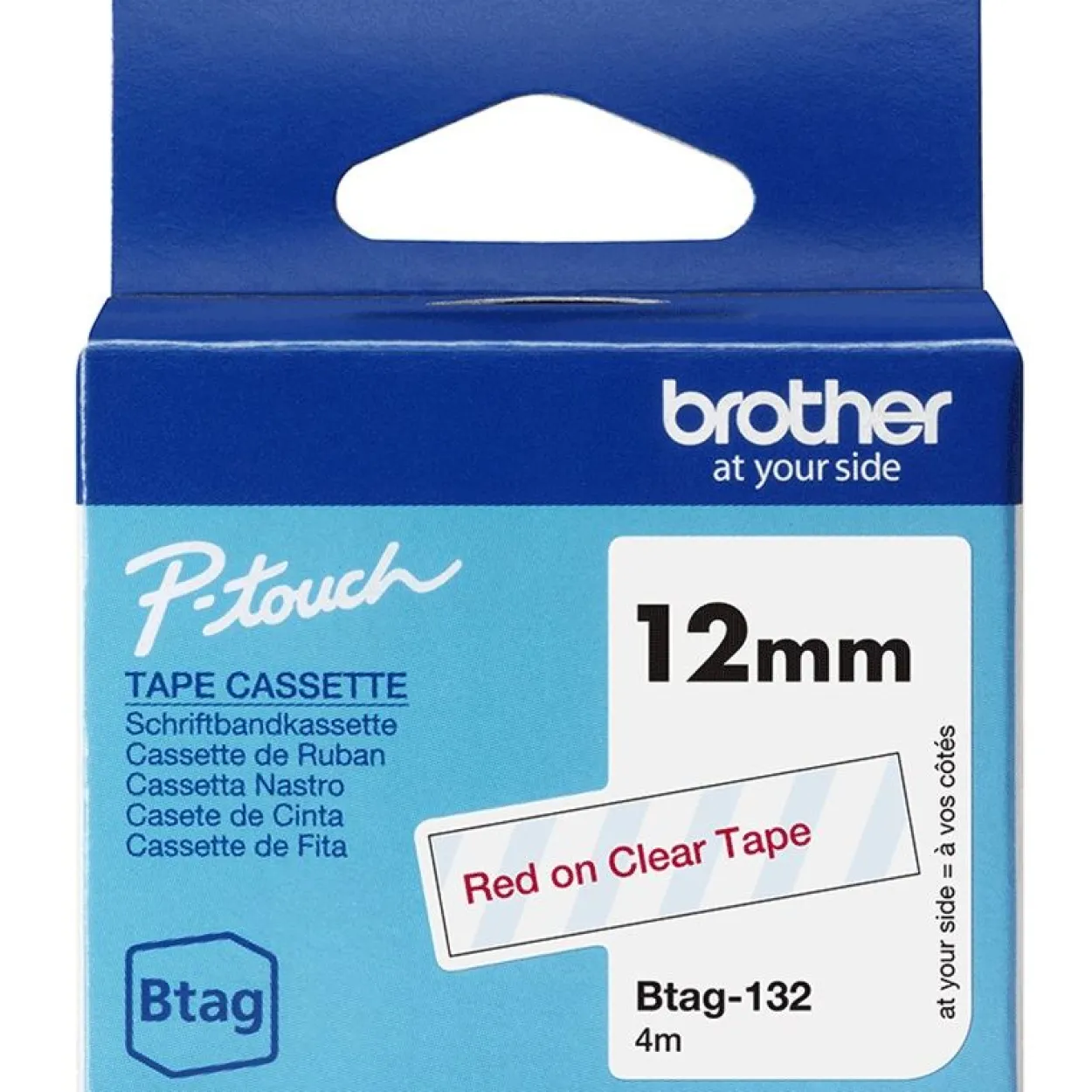 Brother Schriftband 12mmx4m rot/transparent BTAG-132