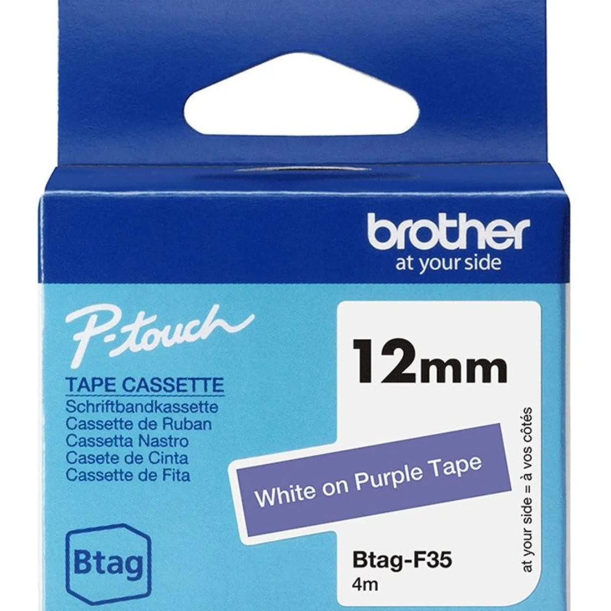 Brother Schriftband 12mmx4m weiß/lila BTAG-F35