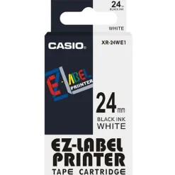 CASIO Schriftband XR-24WE XR-24WE1, 24 mm schwarz auf weiß