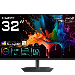 31.5" (80,01cm) Gigabyte MO32U2 OLED schwarz 3840x2160 1xDisplayPort 1.4 / 1x USB-C mit Displayport / 2x HDMI 2.1
